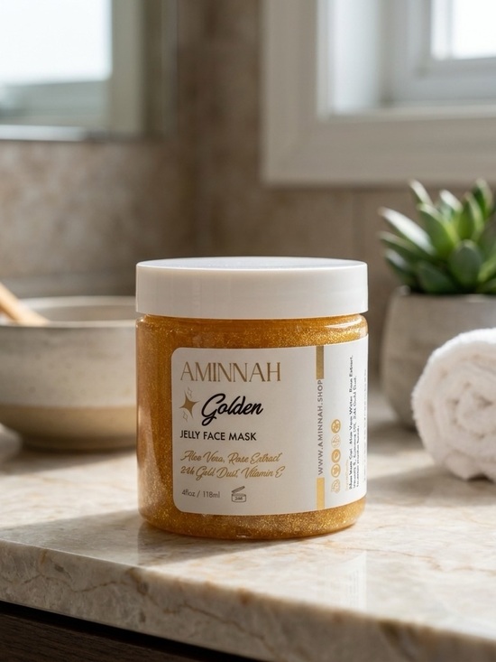 Aminnah Other - Aminnah- Golden Jelly Face Mask – Radiant Gold Glow 4oz